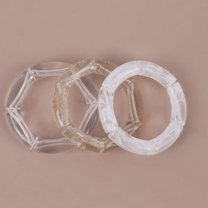 Trendy Resin Geometric Beaded Bracelets on Hand Acrylic Bamboo Tube Bangles Bracelets For Women Fashion Jewelry Valentines Gift