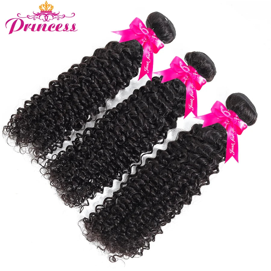 Beautiful Princess Kinky Curly Bundles With Frontal Natural Black Malaysian Hair Weave Bundles With Closure Remy Human Hair