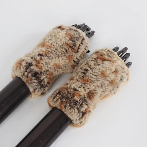 New Style Fashion 100% Genuine Rex Rabbit Fur Lady Gloves Women Winter Keep Warm Real Fur Glove Elastic Knit Outdoor Fur Mittens