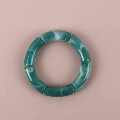 Trendy Resin Geometric Beaded Bracelets on Hand Acrylic Bamboo Tube Bangles Bracelets For Women Fashion Jewelry Valentines Gift