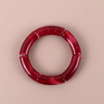 Trendy Resin Geometric Beaded Bracelets on Hand Acrylic Bamboo Tube Bangles Bracelets For Women Fashion Jewelry Valentines Gift
