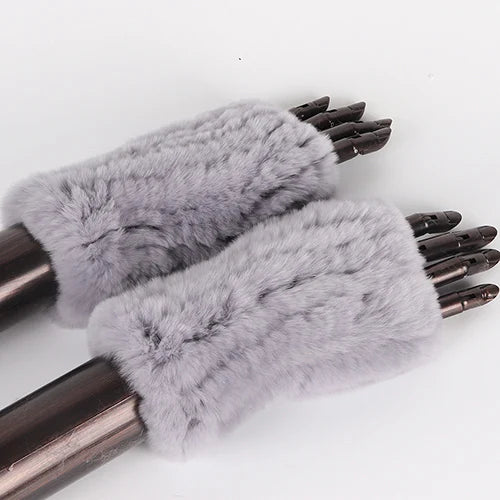 New Style Fashion 100% Genuine Rex Rabbit Fur Lady Gloves Women Winter Keep Warm Real Fur Glove Elastic Knit Outdoor Fur Mittens