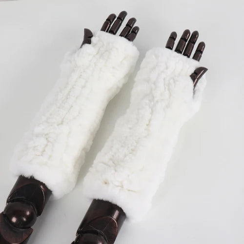New Style Fashion 100% Genuine Rex Rabbit Fur Lady Gloves Women Winter Keep Warm Real Fur Glove Elastic Knit Outdoor Fur Mittens
