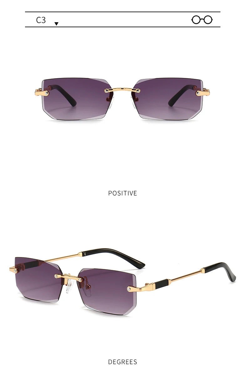 6pcs/Set Fashion Rectangle Rimless Women Sunglasses Trendy Small Square Sun Glasses For Female Outdoor Accessory Shades Eyewear