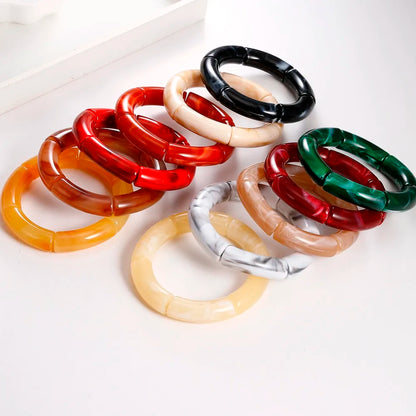 Bohomia New Acrylic Chunky Bamboo Stackable Bracelet for Women Boho Elastic Colorful Tube Beads Braceletes 2025 Fashion Jewelry