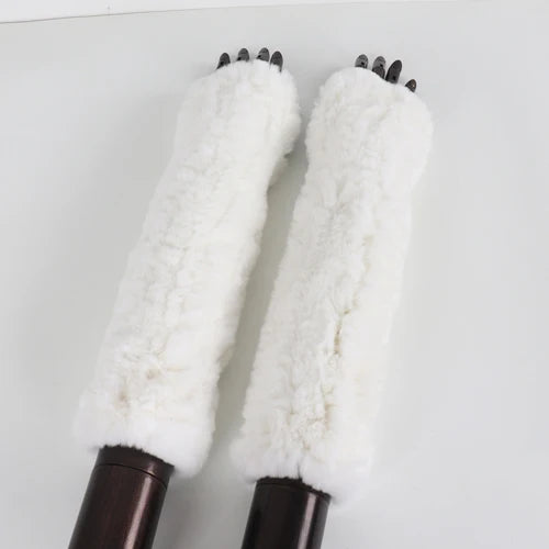 New Style Fashion 100% Genuine Rex Rabbit Fur Lady Gloves Women Winter Keep Warm Real Fur Glove Elastic Knit Outdoor Fur Mittens