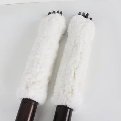 New Style Fashion 100% Genuine Rex Rabbit Fur Lady Gloves Women Winter Keep Warm Real Fur Glove Elastic Knit Outdoor Fur Mittens