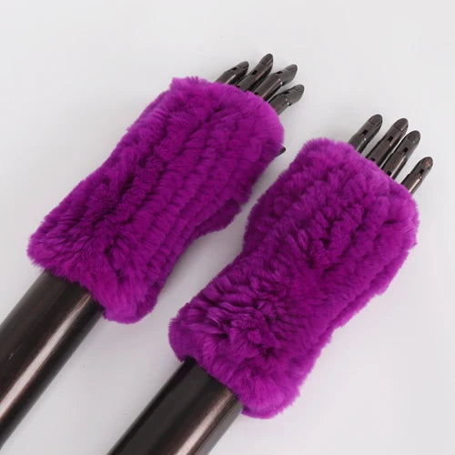 New Arrival Female Natural Rabbit Fur Gloves Knitted Warm Real Rex Rabbit Fur Mittens Women Winter Outdoor Rex Rabbit Fur Gloves