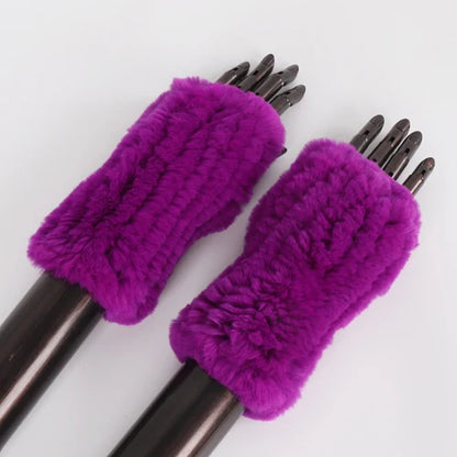 New Arrival Female Natural Rabbit Fur Gloves Knitted Warm Real Rex Rabbit Fur Mittens Women Winter Outdoor Rex Rabbit Fur Gloves