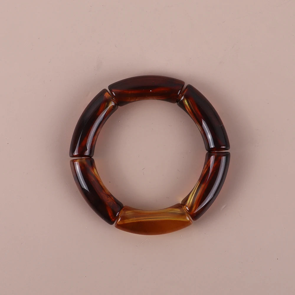 Trendy Resin Geometric Beaded Bracelets on Hand Acrylic Bamboo Tube Bangles Bracelets For Women Fashion Jewelry Valentines Gift
