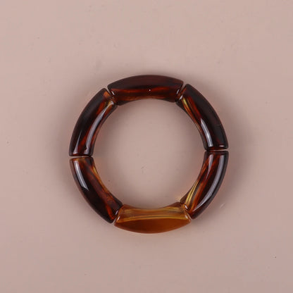 Trendy Resin Geometric Beaded Bracelets on Hand Acrylic Bamboo Tube Bangles Bracelets For Women Fashion Jewelry Valentines Gift