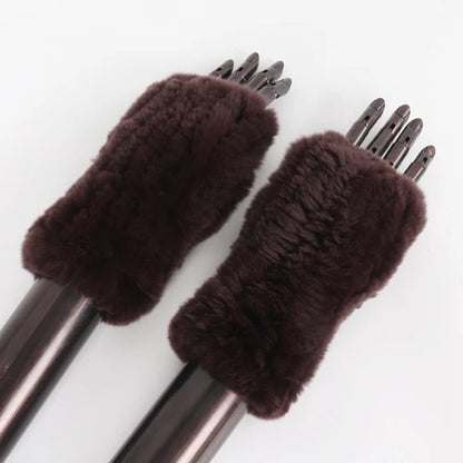New Arrival Female Natural Rabbit Fur Gloves Knitted Warm Real Rex Rabbit Fur Mittens Women Winter Outdoor Rex Rabbit Fur Gloves
