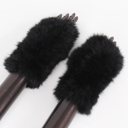 New Arrival Female Natural Rabbit Fur Gloves Knitted Warm Real Rex Rabbit Fur Mittens Women Winter Outdoor Rex Rabbit Fur Gloves