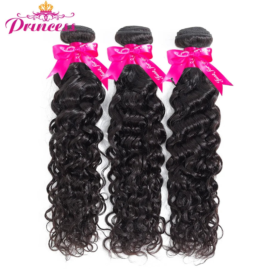 Beautiful Princess Water Wave Bundles With Frontal Closure 13x4 Lace Frontal Closure With Bundles Remy Brazilian Hair Weave