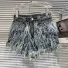 Boutique Wholesale 2025 Summer New Fashionable High Waisted Rhinestone Nail Bead Tassel Denim Women's Shorts