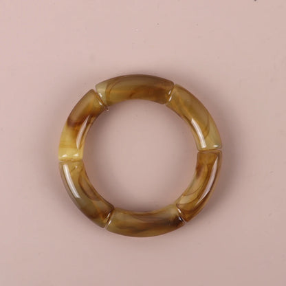 Trendy Resin Geometric Beaded Bracelets on Hand Acrylic Bamboo Tube Bangles Bracelets For Women Fashion Jewelry Valentines Gift
