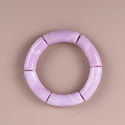 Trendy Resin Geometric Beaded Bracelets on Hand Acrylic Bamboo Tube Bangles Bracelets For Women Fashion Jewelry Valentines Gift