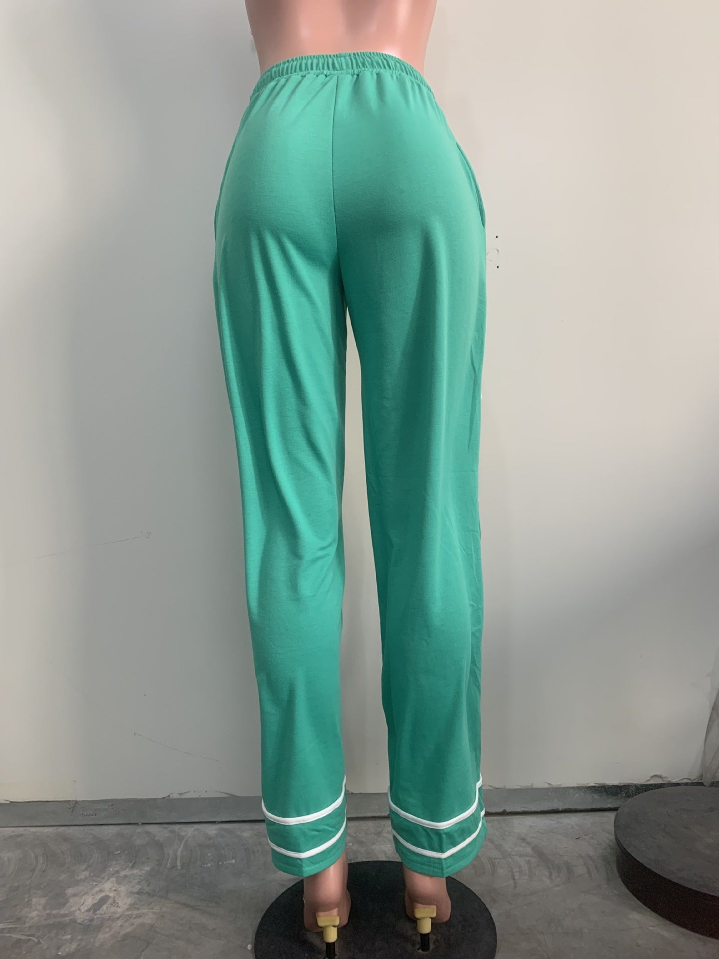 CM.YAYA Fashion Women Striped Patchwork Bowknot Split Wide Leg Jogger Pants 2025 Summer Active Sporty Classic Trousers
