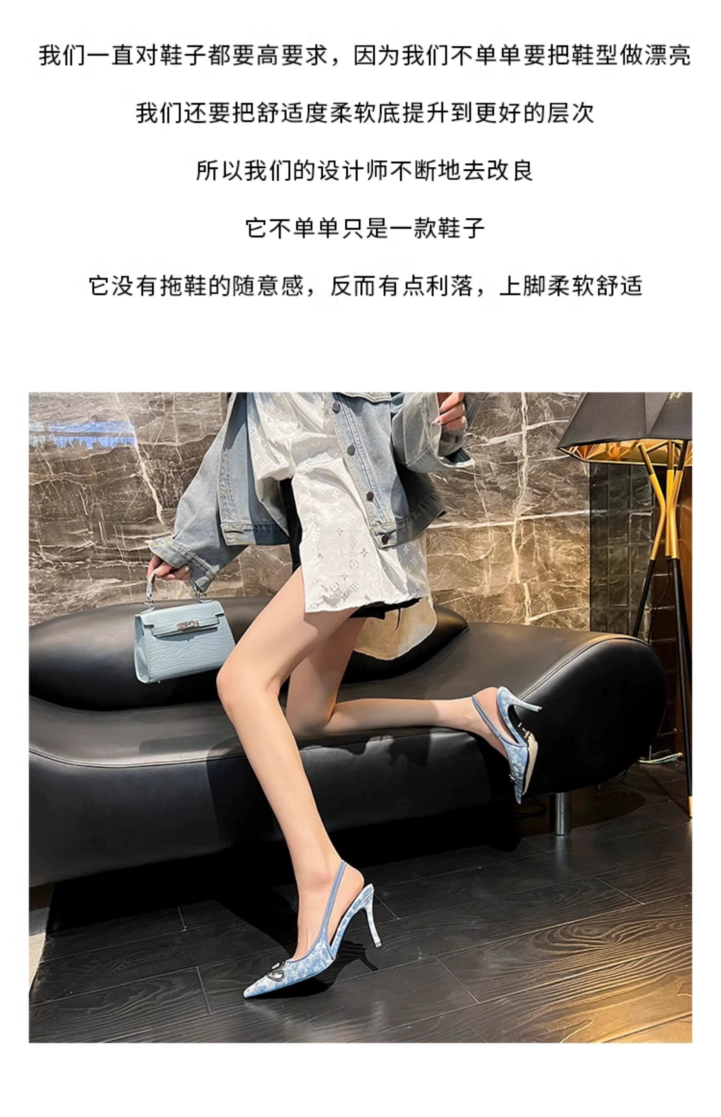 Silver High Heels 2025 New Arrival Classy Retro French Pointed Stiletto Heel Fashion Catwalk Denim Closed Toe Sandals for Women