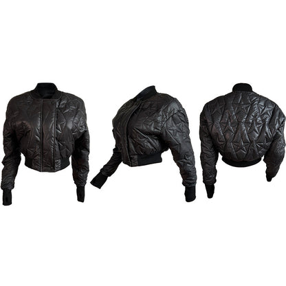 CM.YAYA Women Long Sleeve Star Zipper Fly Baseball Style Parkas Jackets 2023 Autumn Winter Keep Warm Outcoats Jacket