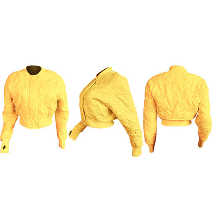 CM.YAYA Women Long Sleeve Star Zipper Fly Baseball Style Parkas Jackets 2023 Autumn Winter Keep Warm Outcoats Jacket