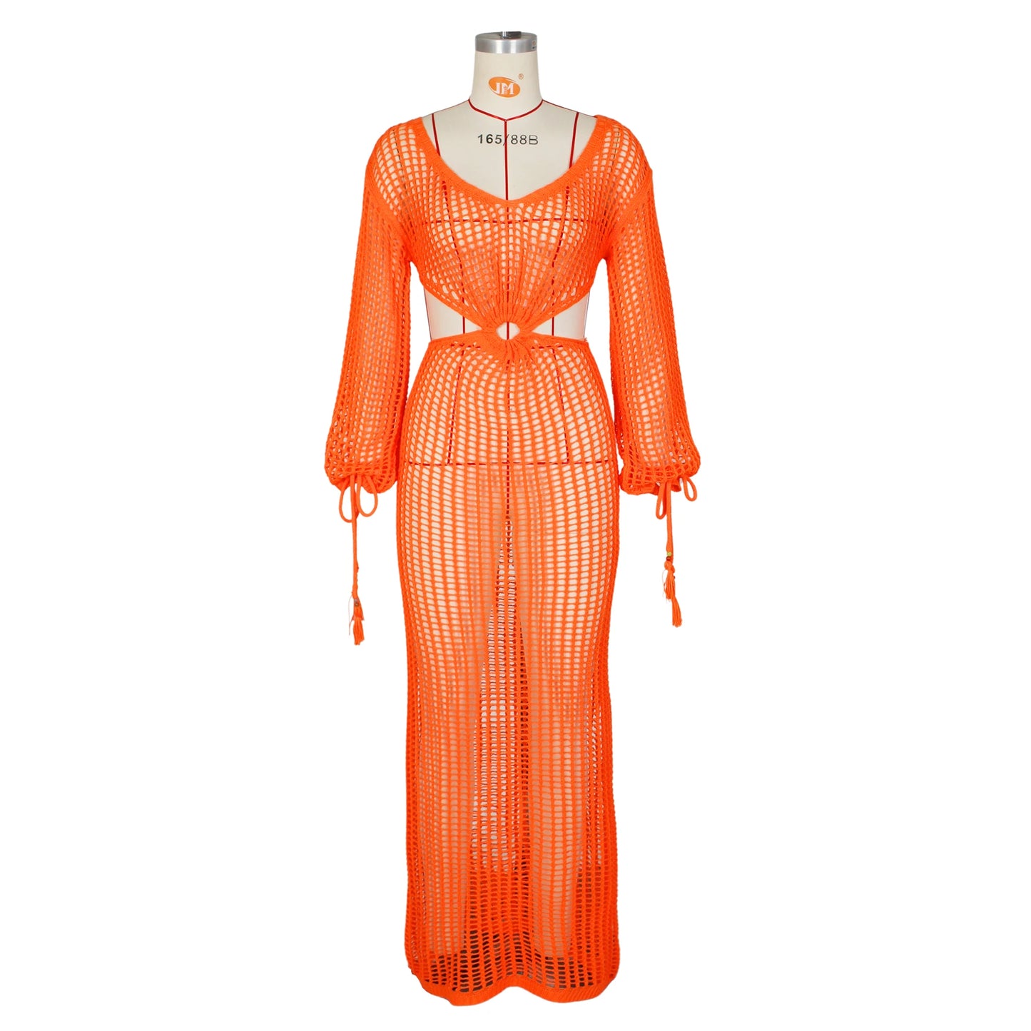 JRRY Sexy Women Crocheted Dresses Tassels Crochet Dress Cover Ups Hollow Out Knitted Beach Swimsuits
