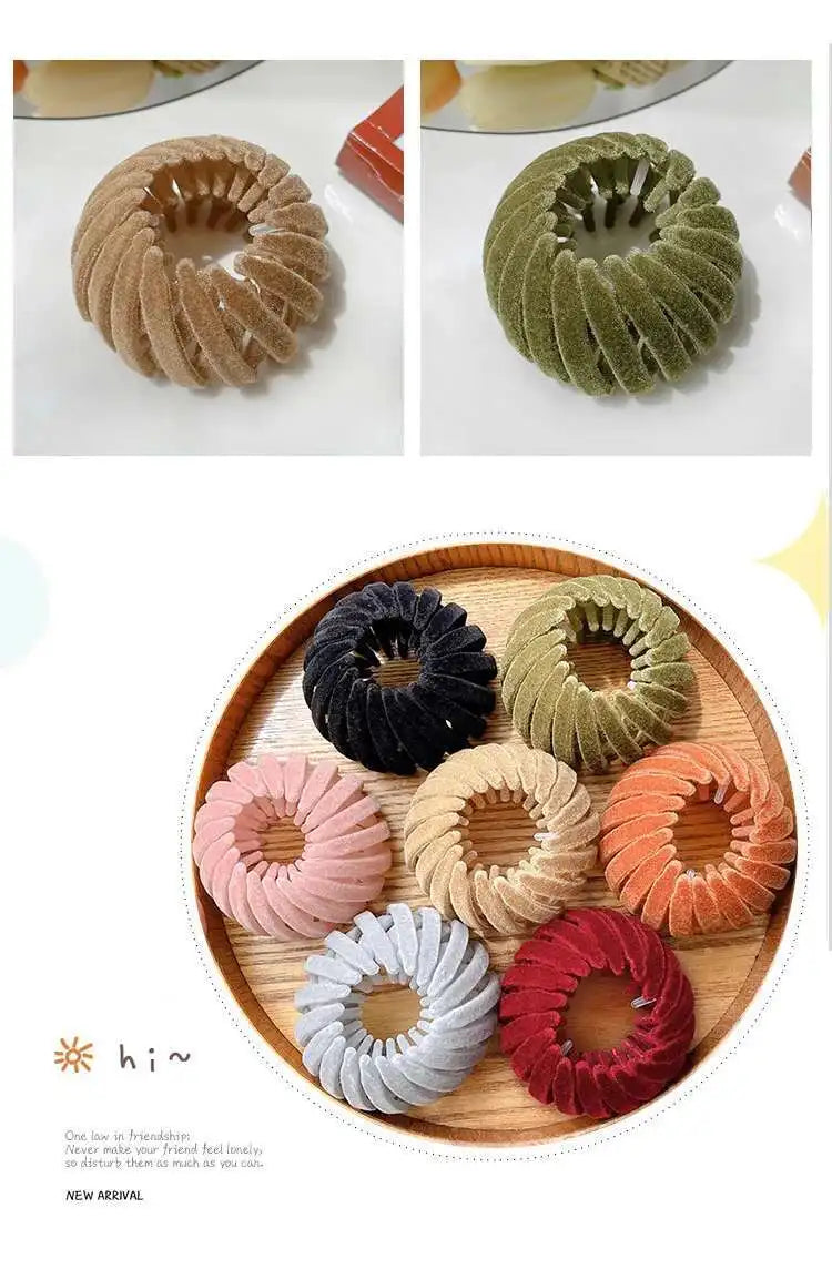 2021 Women Hair Device Big Hair Claw Clips Bird's Nest Hairpin Korean Bun Hair Disk Ponytail Solid Curler Headwear Accessories