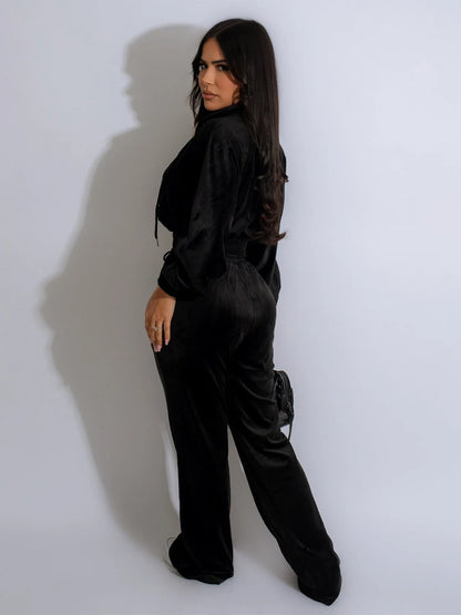 Pants Set Women Two Piece Sets Matching Sets Y2k Streetwear Zipper Coats Long Pants Elastic Waist Sportswear Tracksuit Jogger