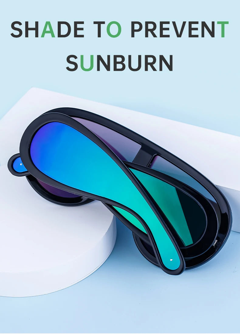 Oversized Wave Mask One-Piece Sunglasses Women Y2K Punk Sports Sun Glasses for Lady 2025 Luxury Brand Steampunk Eyewear Goggle