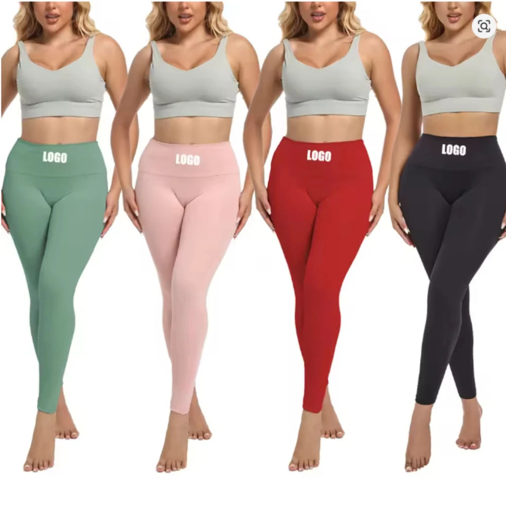Custom LOGO women's running trousers belly and hip yoga clothes fitness sports nude leggings
