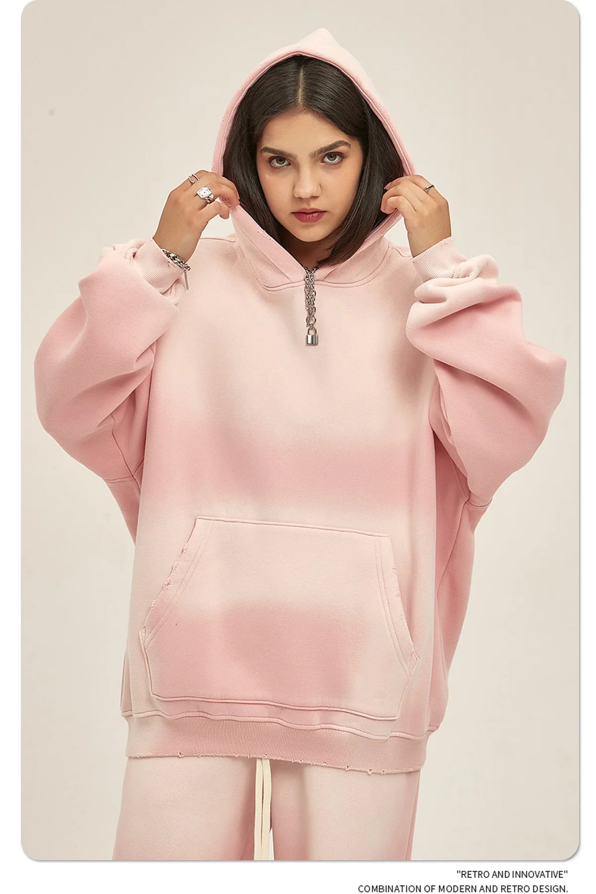 Custom LOGO 2025 autumn winter new 360G heavy sweater men's women's spray-dyeing old thickened hooded trendy sweater trousers clothes set
