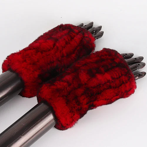 New Style Fashion 100% Genuine Rex Rabbit Fur Lady Gloves Women Winter Keep Warm Real Fur Glove Elastic Knit Outdoor Fur Mittens
