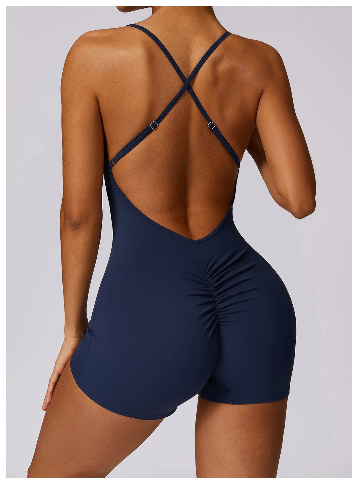 Custom LOGO women's clothing quick-drying nude sports onesie casual running fitness tight back yoga clothing