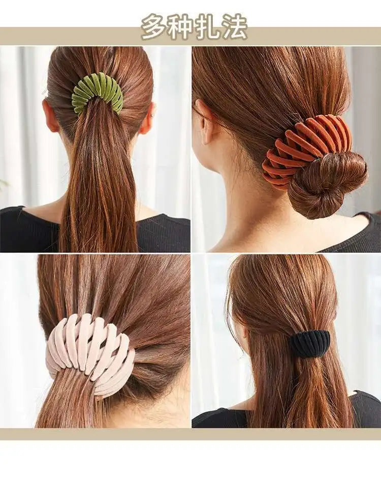 2021 Women Hair Device Big Hair Claw Clips Bird's Nest Hairpin Korean Bun Hair Disk Ponytail Solid Curler Headwear Accessories