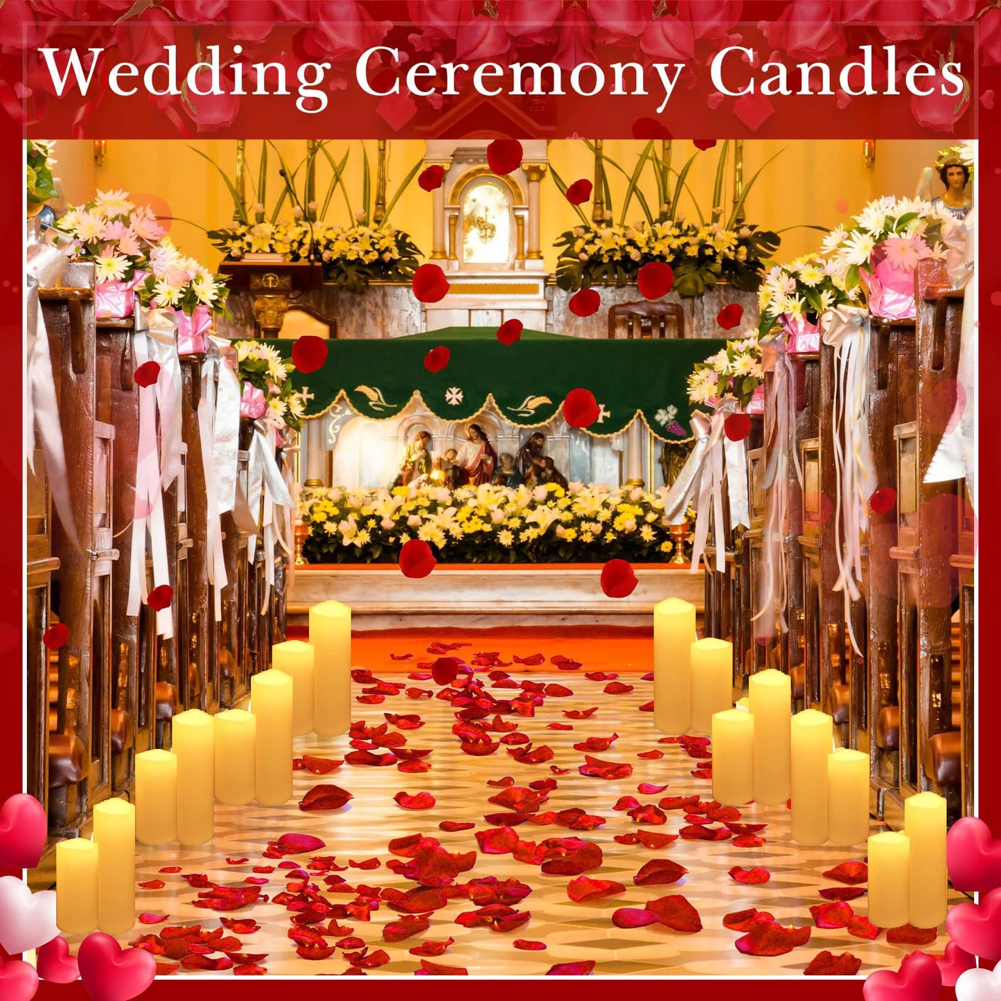 6-240Pcs LED Pillar Candles Flameless Battery Operated Candles Wedding Flickering Candle for Concert/Home Decor/Party Supplies