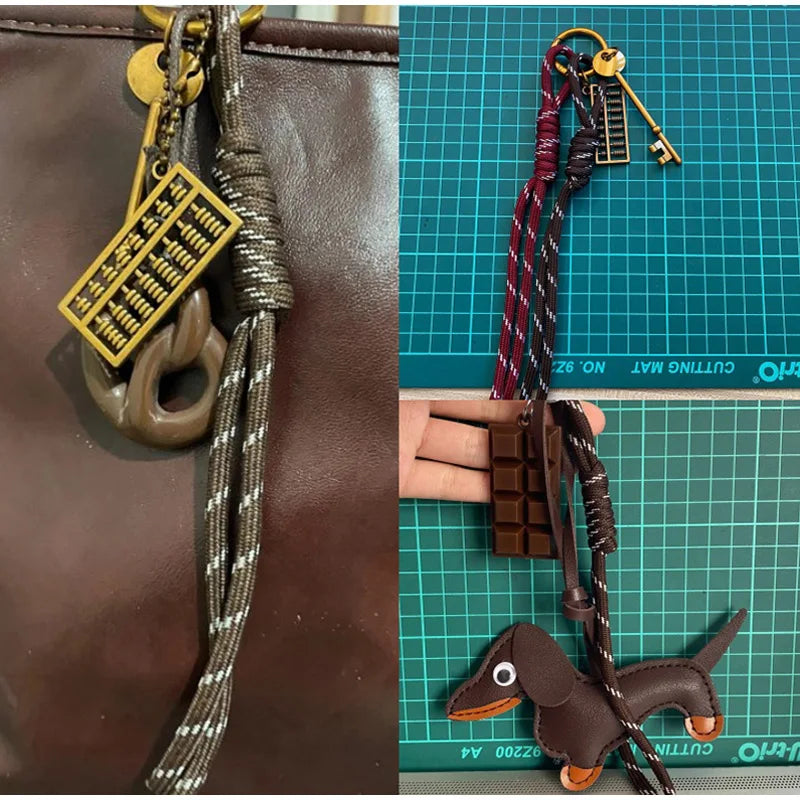 Braided Rope Bag Pendant High-grade Keychain Pendant Ruth's Same Style Dachshund Pendant Suitable For Phone Bag Accessories