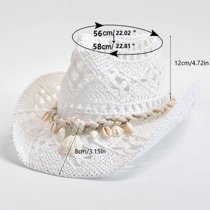 Summer Hand Woven Straw Hat for Women Shell Decoration Holiday Beach Sun Hat Chapeu Panama Feminino