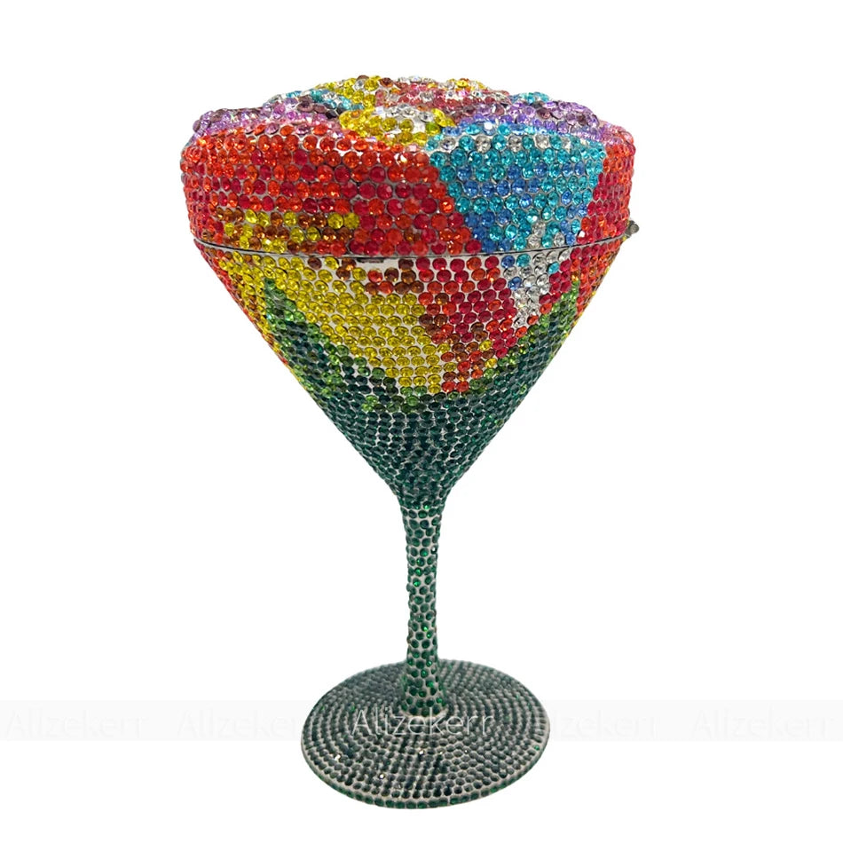 Alizekerr Goblet Rhinestone Evening Bags Women Gorgeous Boutique Unique Flower Crystal Clutch Purses And Handbags Wedding Party