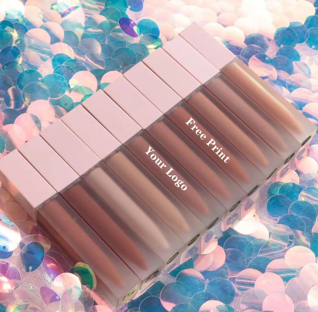 Free Private Label Liquid Lipstick Waterproof Lipsticks Vegan Pink Nude Matte Lipstick Wholesale Bulk For Business