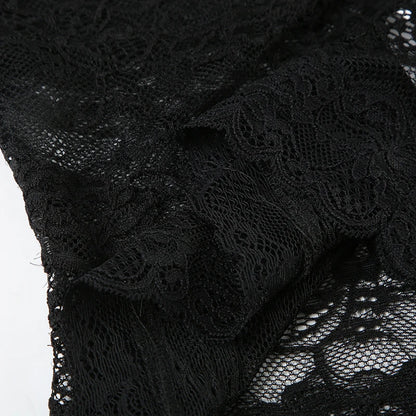 Cuteandpsycho Sexy Lace Patchwork Y2K Camisoles Backless Transparent Slim Outfits Party 90s Vintage Clubwear Halter Neck Tops