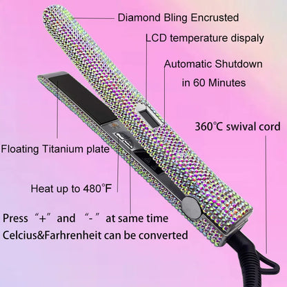 Rhinestone Diamond Hot Tools Set Hair Straightener Iron Comb Ionic Blow Dryer Curling Irons Hair Styling Appliances