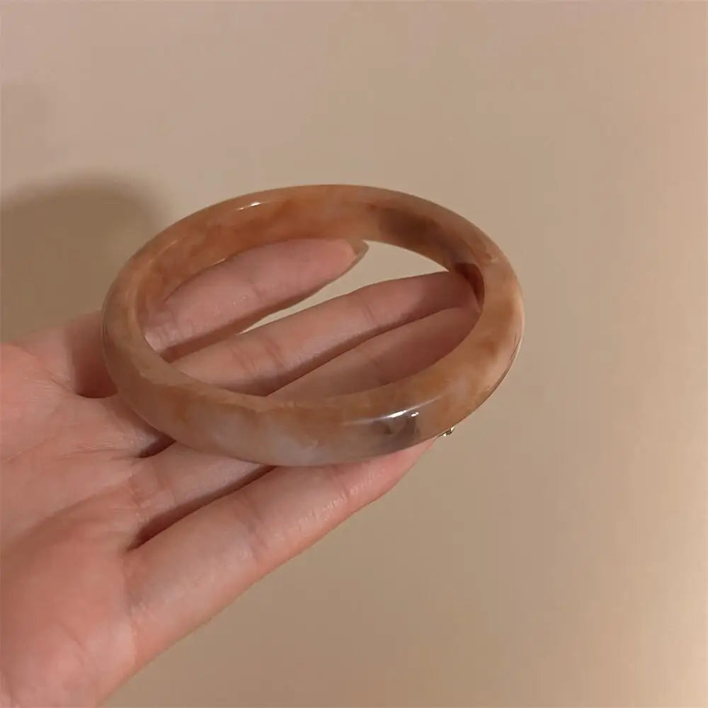 Vintage Wide Geometric Resin Beige Brown Coffee Bangles Irregular Chunky Bracelets Bangle Jewelry Gift for Women Girls