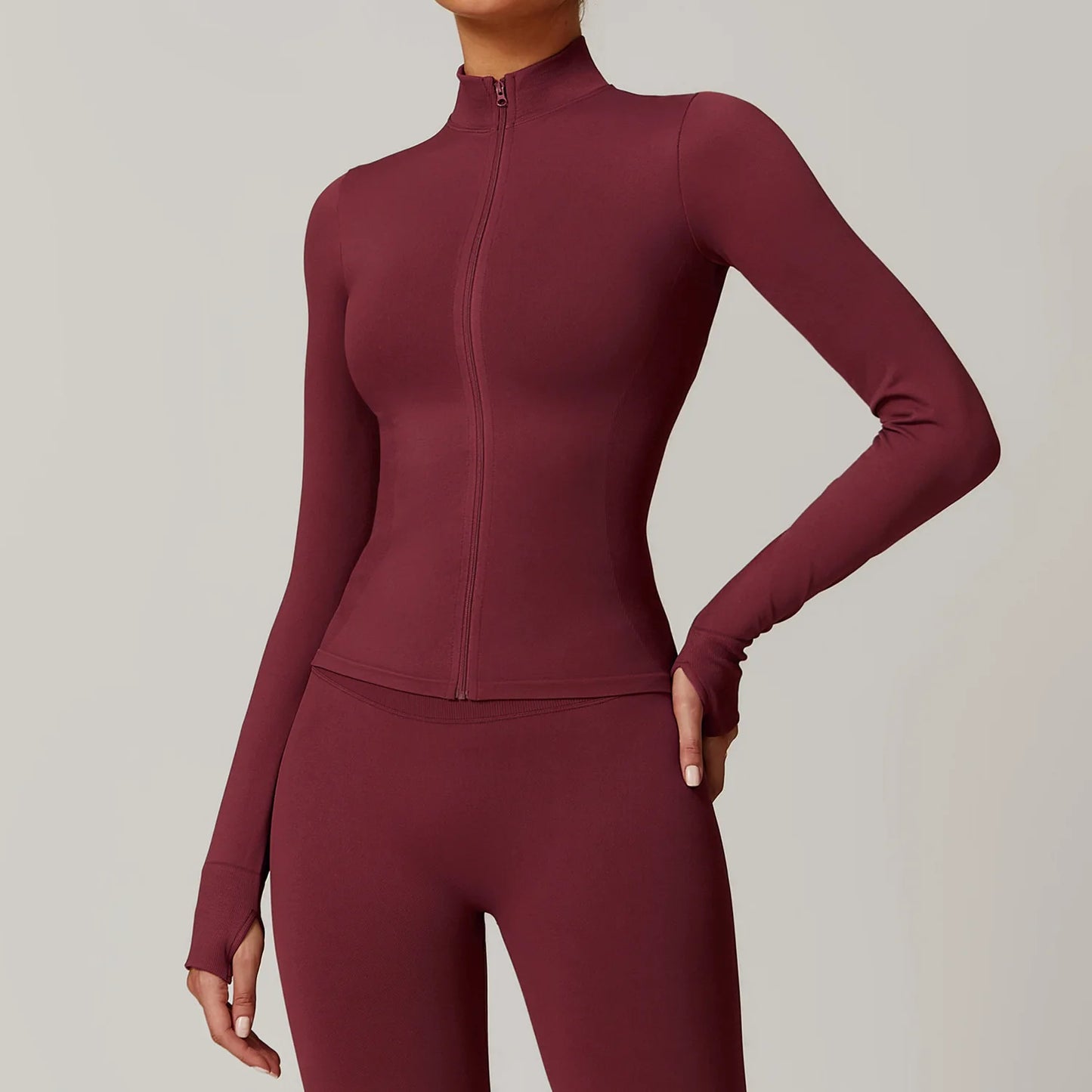 Customized LOGO women's seamless stand-up collar zipper yoga clothes jacket windproof slim top sports running jacket jacket