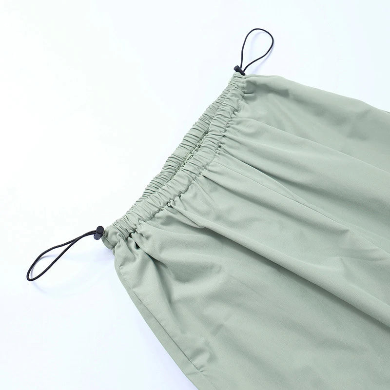Y2k Cargo Women Drawstring Pants Low Waist Sweatpant Streetwear Vintage Baggy Wide Leg Trousers Oversized Parachute Jogger Pants