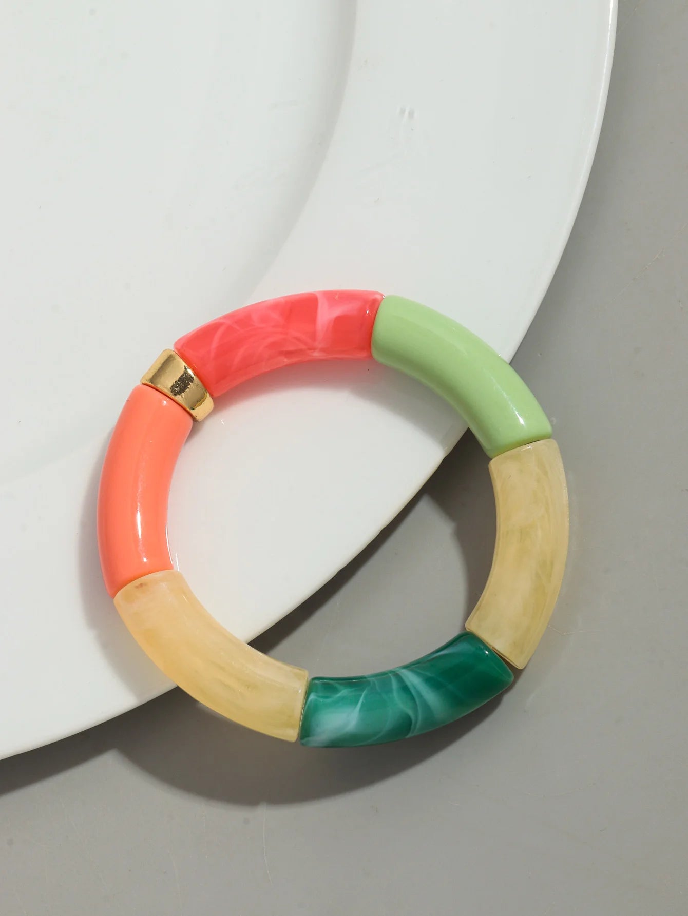 Bohomia New Acrylic Chunky Bamboo Stackable Bracelet for Women Boho Elastic Colorful Tube Beads Braceletes 2025 Fashion Jewelry