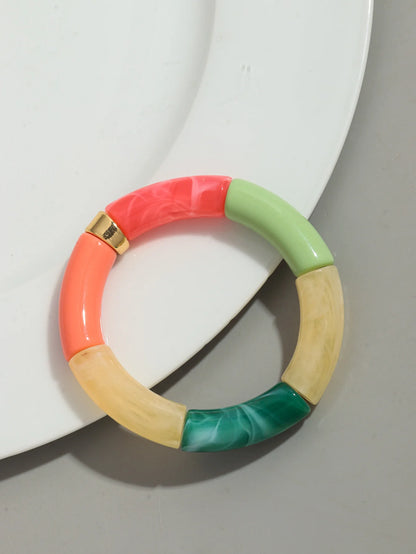 Bohomia New Acrylic Chunky Bamboo Stackable Bracelet for Women Boho Elastic Colorful Tube Beads Braceletes 2025 Fashion Jewelry