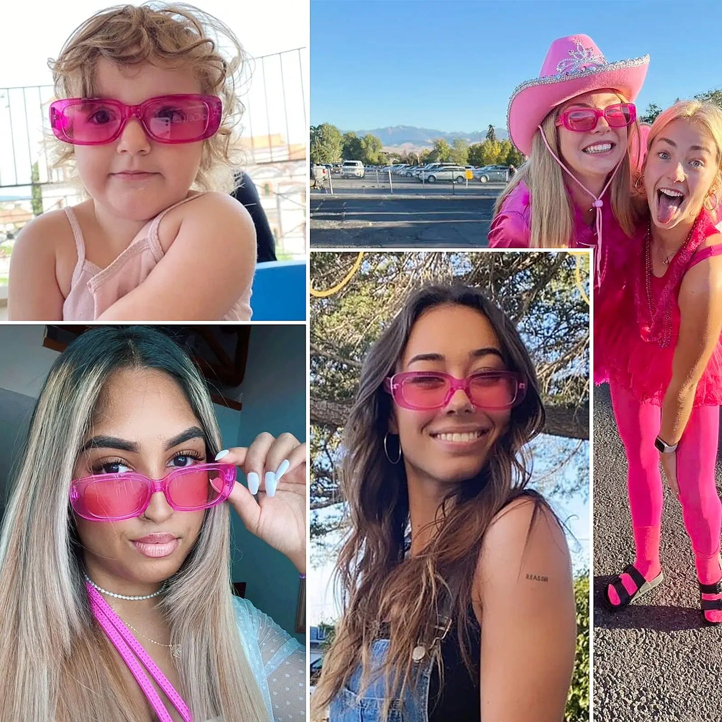 10-80Pcs Retro Rectangle Frame Sunglasses Hen Party Sunglasses Y2K Fashion Sunglasses for Woman Man Party Birthday Photograph