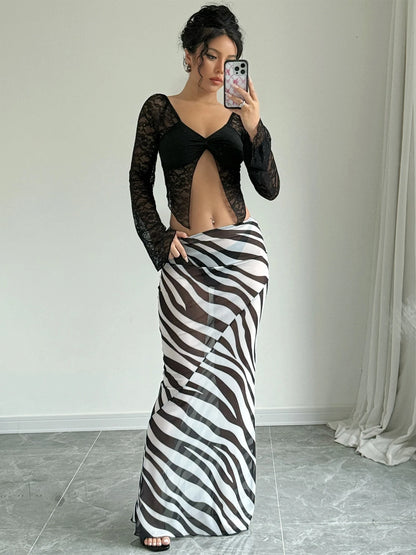 Dulzura Sexy Elegant Skirt Leopard Printed Maxi Women Skirts 2024 Lady Y2K Clothes Office Club Party Casual Streetwear Wholesale