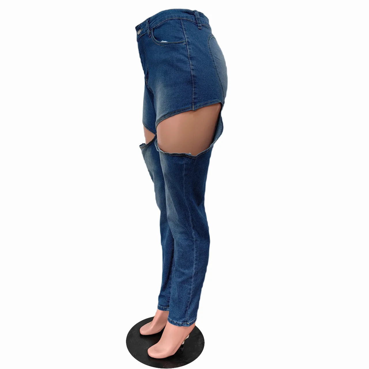 Simenual Fashion Streetwear Bottoms Punk Grunge Blue Hollow Out Loose Denim Pants Casual Y2K Rave Zip Cargo Trousers Indie Jeans