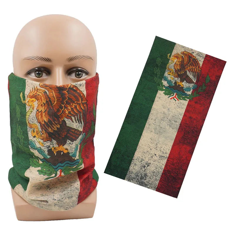Canada/Mexico/Caribbean Countries Flags Bandana Neck Gaiter Seamless Outdoor Tube Face Scarf Windproof Headwear Unisex Headwrap